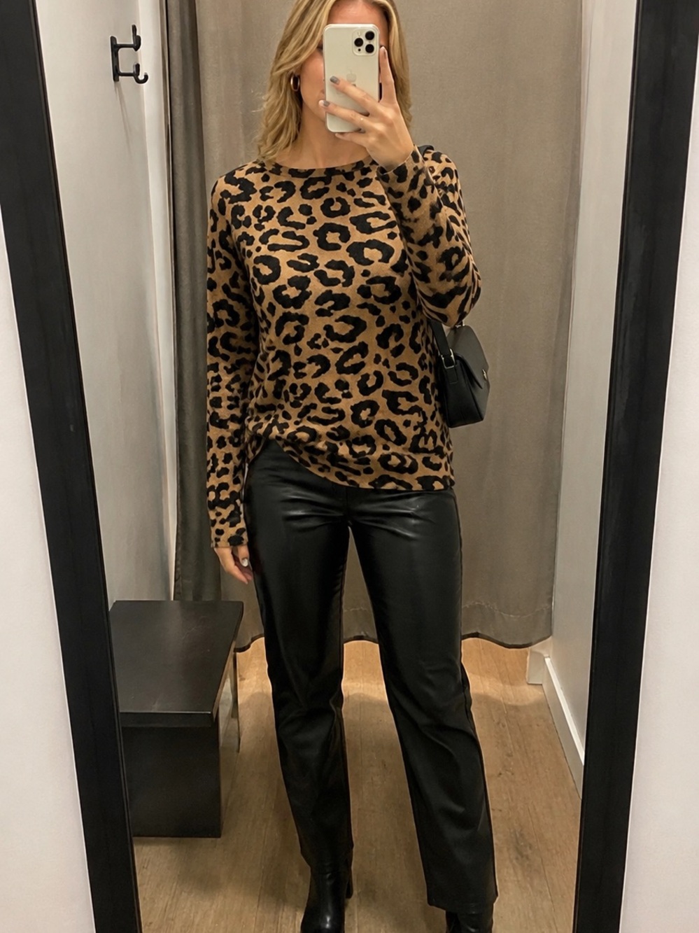 Buffalo David Bitton Leopard Print Long Sleeve Top - Brown & Black